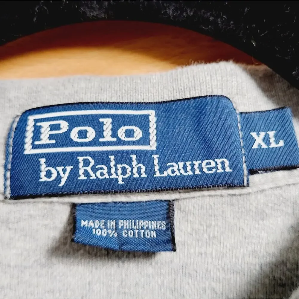 Polo by Ralph Lauren Gray 100% Cotton Knit Polo Shirt Size XL